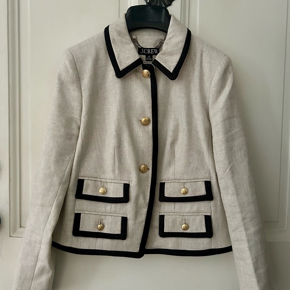 NWOT J. Crew Lucie Lady Jacket in Stretch Linen - Flax Ivory - Size 00
